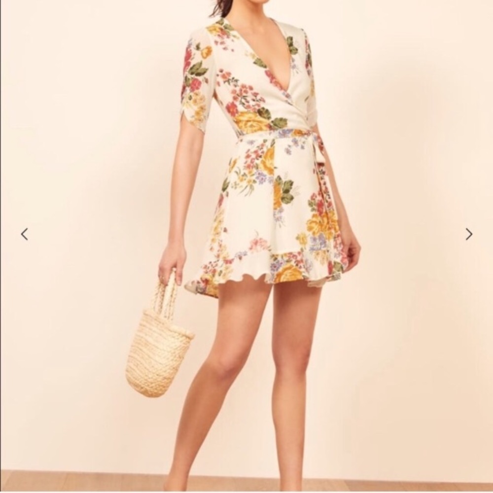 Reformation Monica Bouquet Wrap Mini Dress